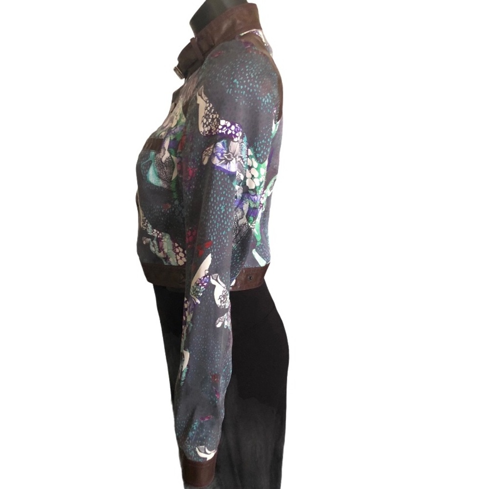 Custo Barcelona Silk Blend Crop Jacket Sz 8 - Picture 3 of 14